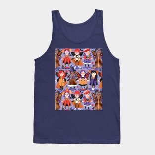 Witches dance // pattern // lilac background red orange and purple halloween fantasy costumes Tank Top